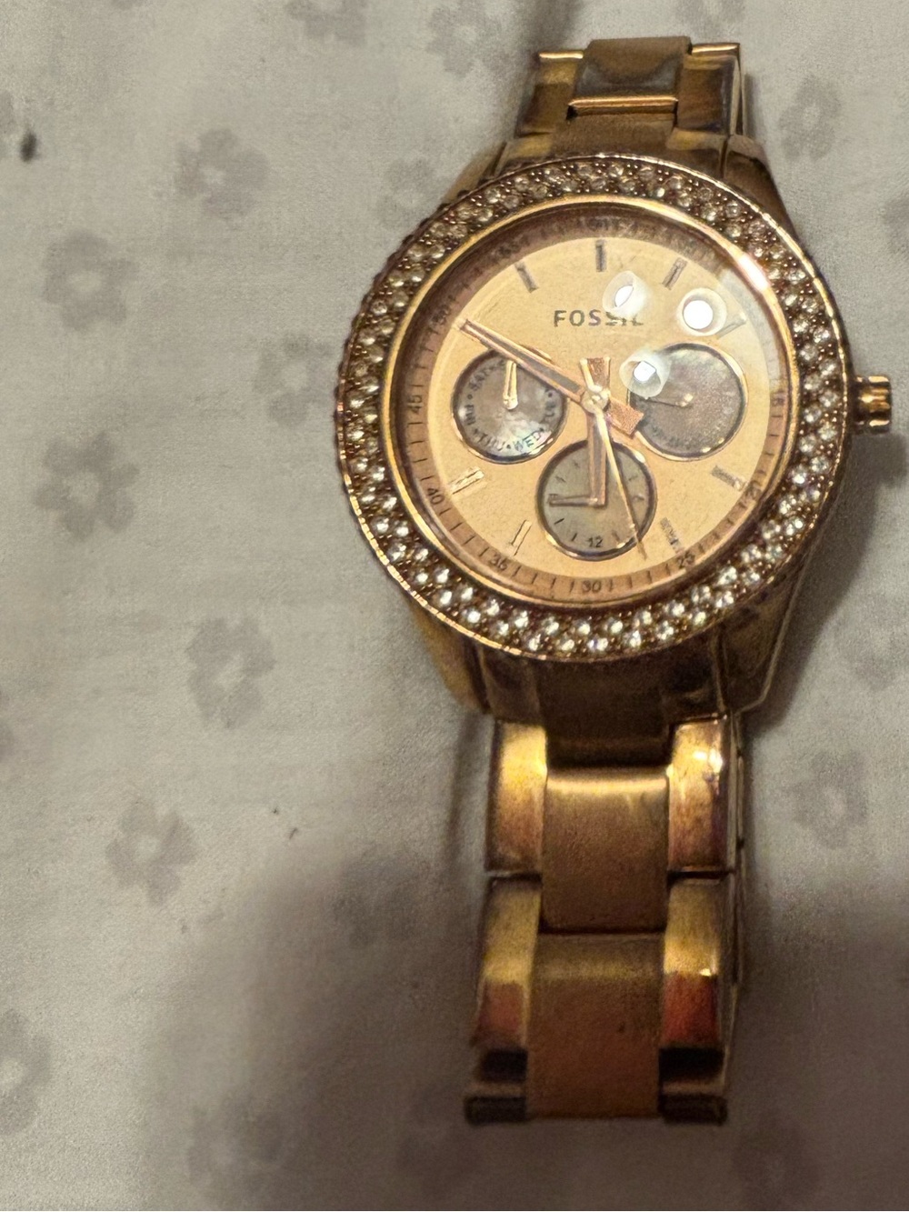 Fossil Gold Crystal-Accent Women's Chronograph Bracelet Watch